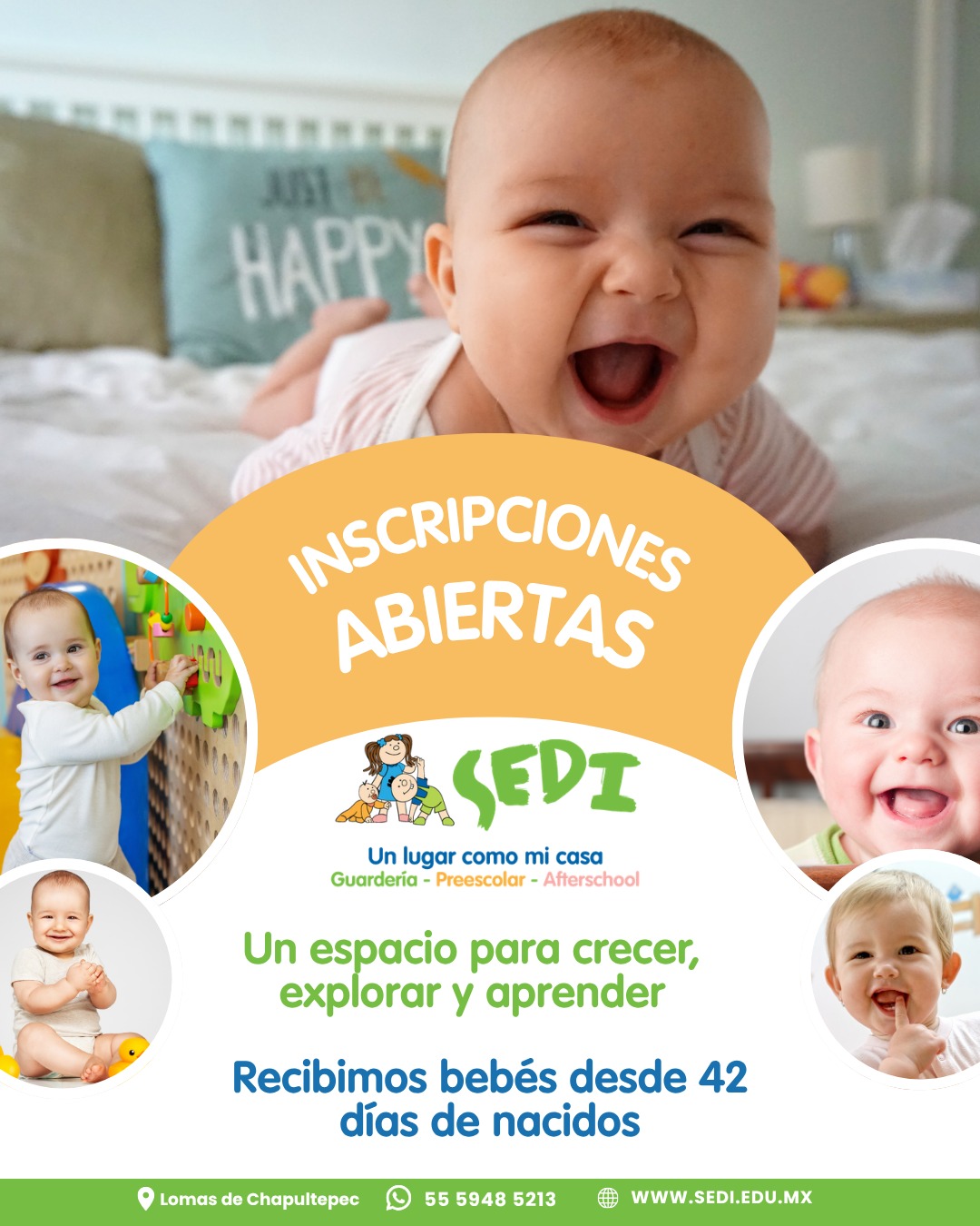 Inscripciones abiertas: recibimos bebés desde 42 días de nacidos